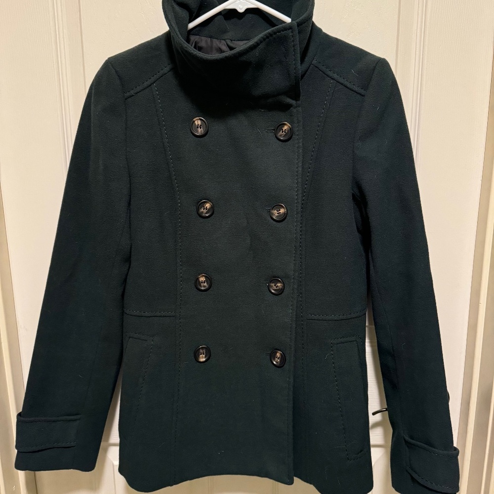 H&M - Double-Breasted Dark Green Peacoat